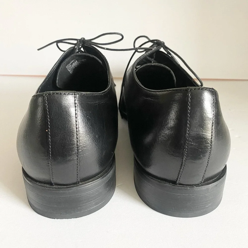 Steve Madden Newton Men's 13M Black Leather Derby Square Toe Lace-Up Shoes Dress